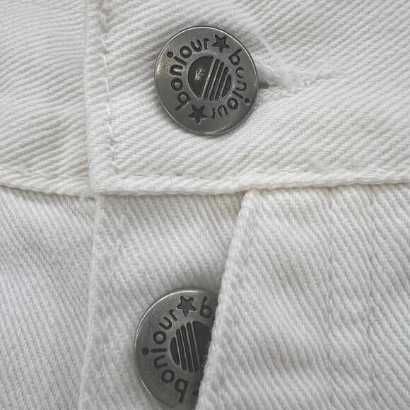 Vintage 90's Bonjour Button Fly Women's Jean Shorts Size 11/12 White - Picture 8 of 14